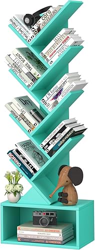 Miniatura 26 de Estantería pequeña con cajón, estantería de 4 niveles en forma de árbol en color negro, estantería de escritorio de madera, estanterías modernas de