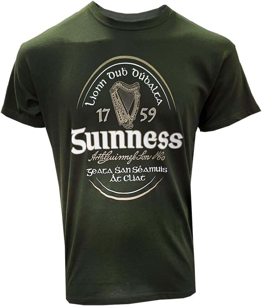 Official Guinness T-Shirt with Irish Label, Bottle Green Colour