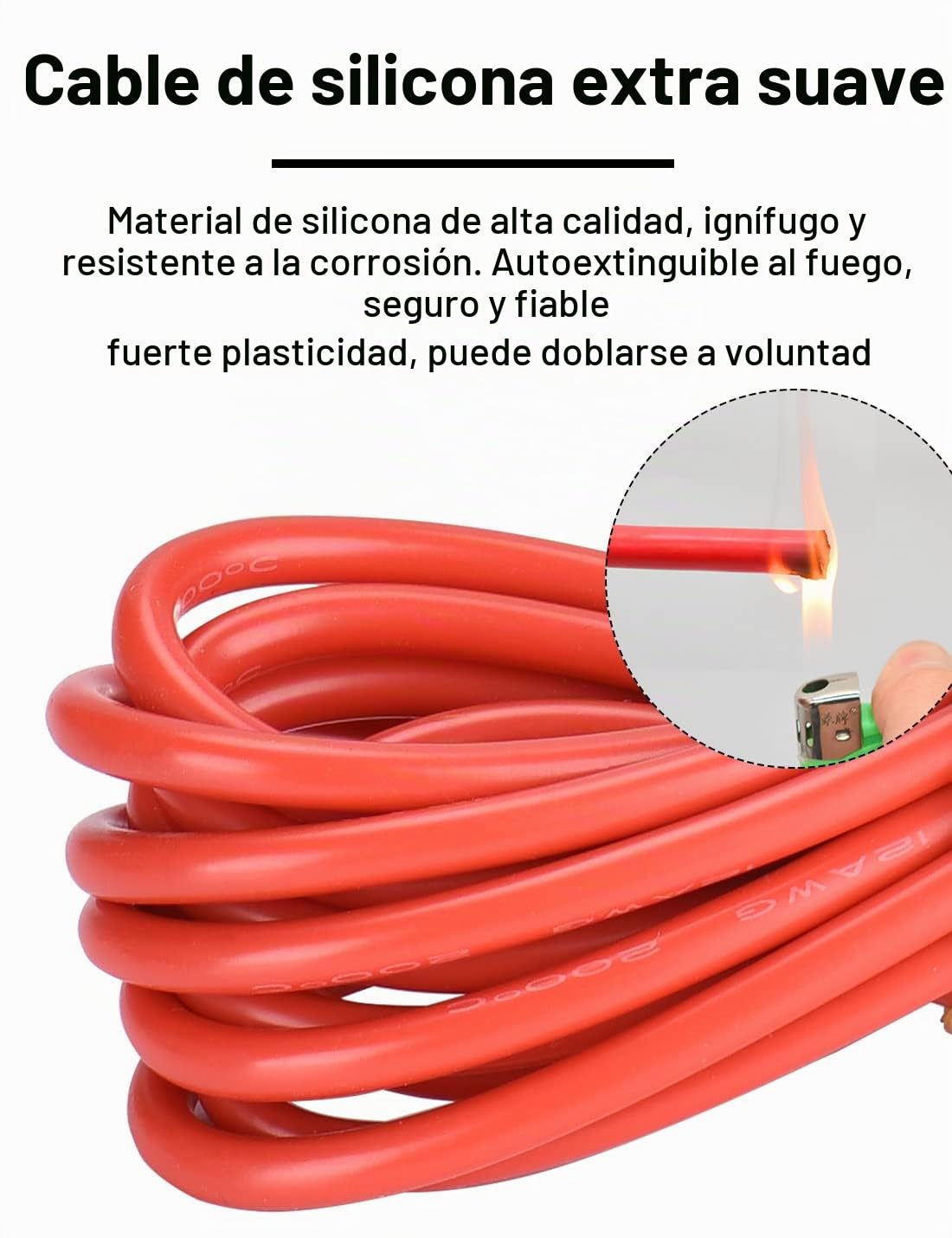 DIHOOL Cable de batería 50 mm2 m8 150 cm 0 AWG cable de silicona tubo corrugado tubo de cable suave y flexible resistente al calor