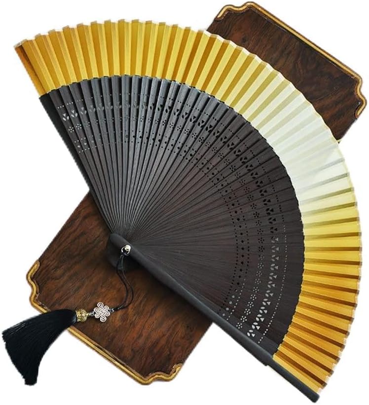 Gradient Color Folding Fan Silk Cloth Small Flower Carving Blank Handicraft