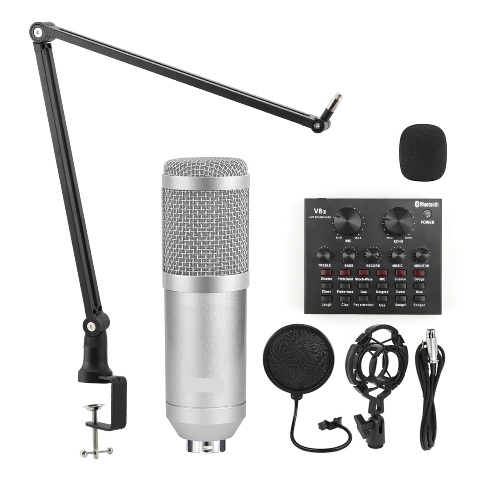 Amazon.com: Sound Card Kit Microphone Studio V8 Sound Card Phantom