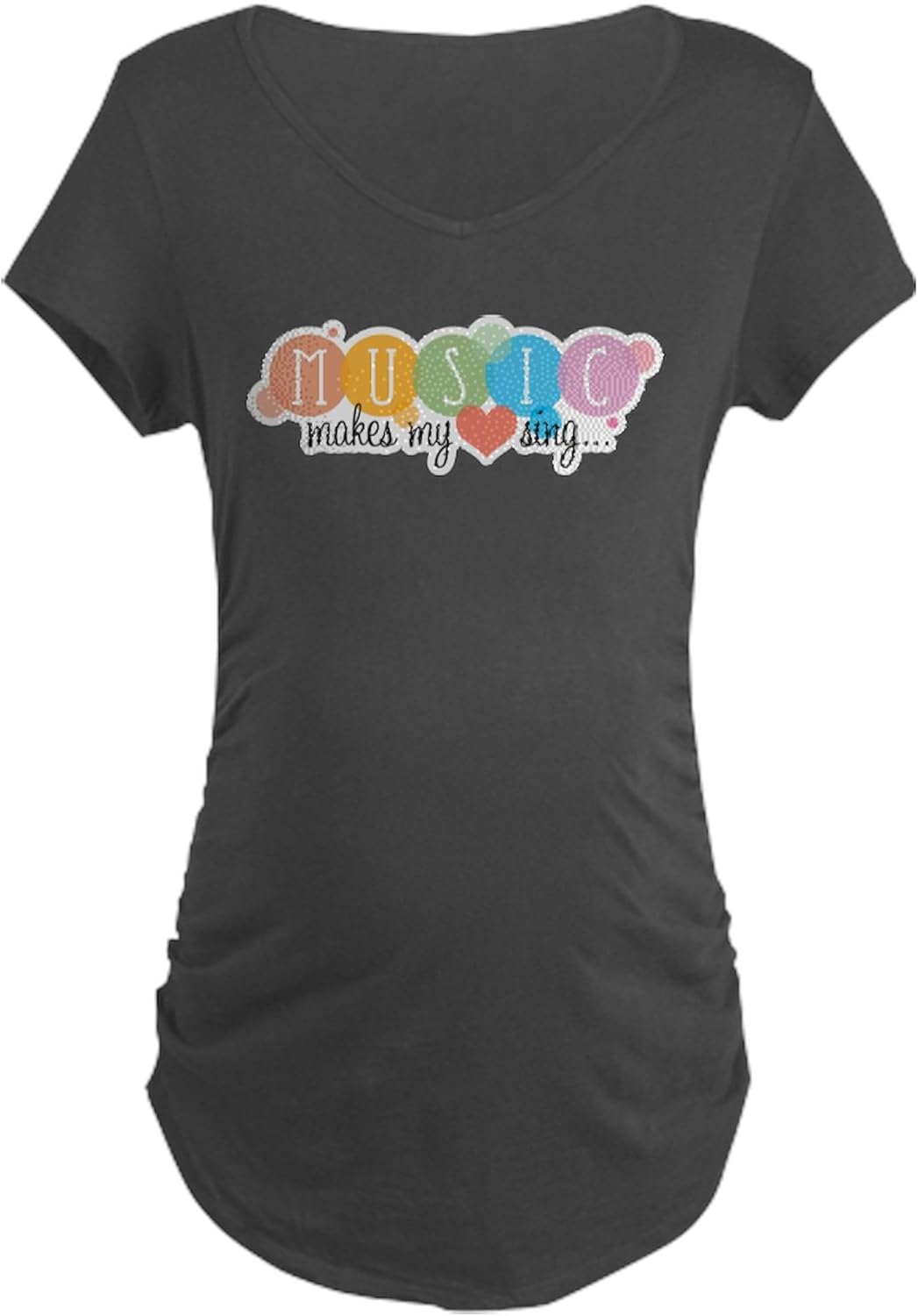 CafePress Fun Music Speaks Maternity Dark T Shirt Women's Maternity Ruched Side T-Shirt