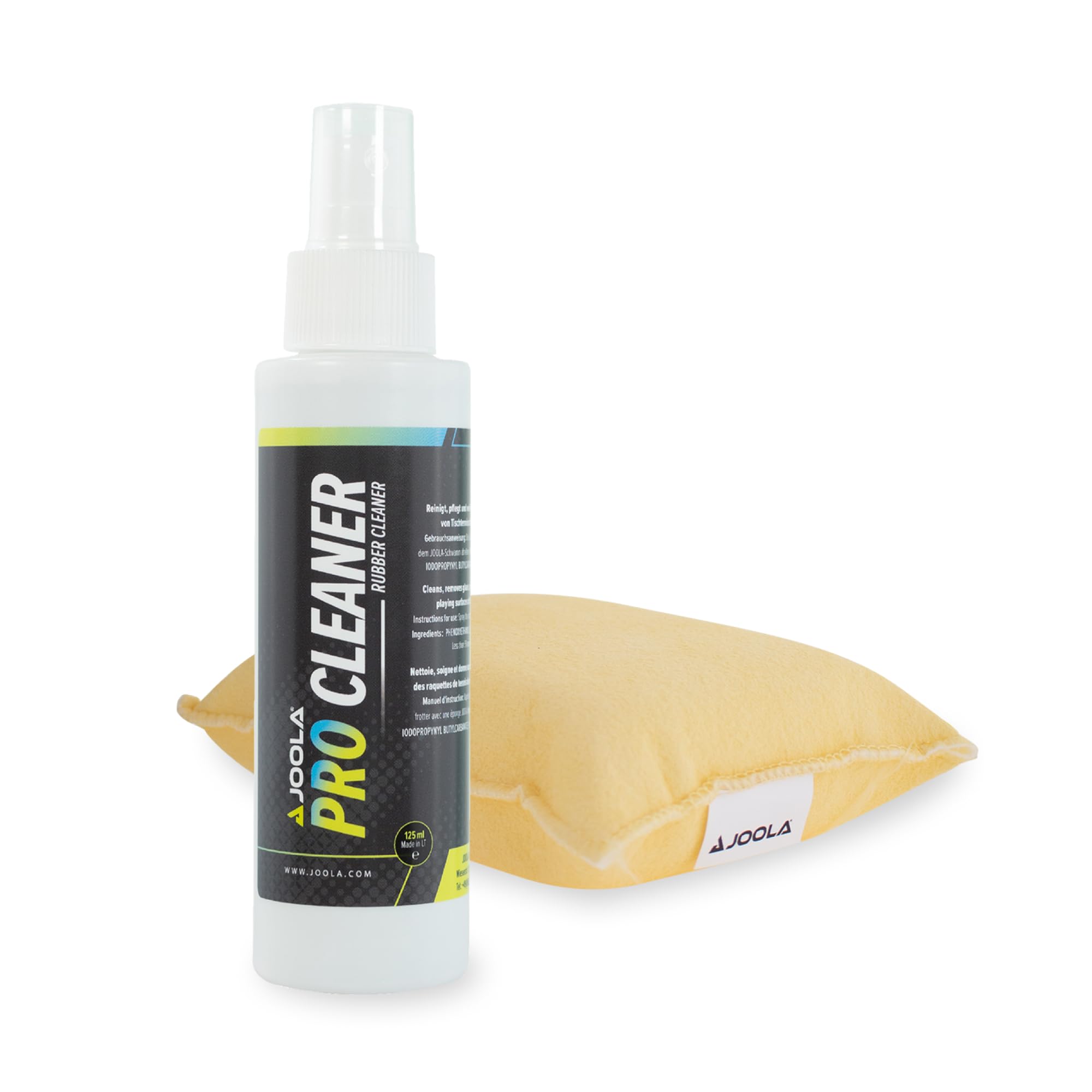 JOOLA Table Tennis Cleaning Set Pro Cleaner Surface Cleaner and Cleaning Sponge, Transparent, 125 ml 84502