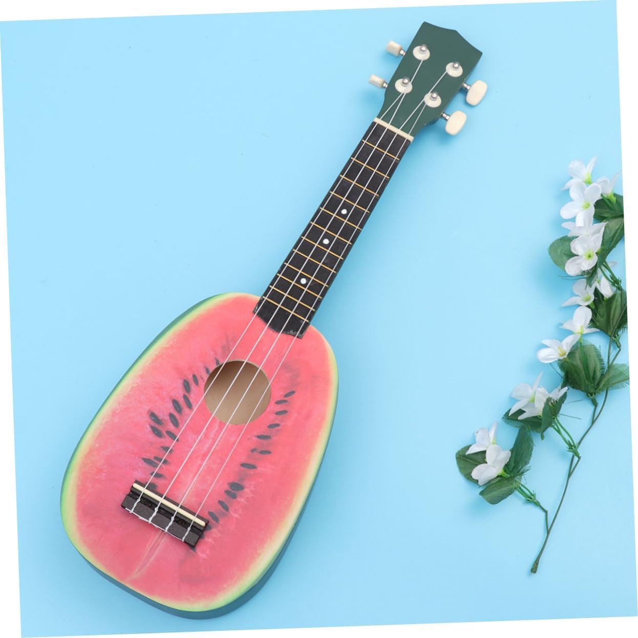 Toddmomy 4 Strings Irin Concert Ukulele with Strings Carbon Nylon Sapele Body Small Guitar for Students Adults Watermelon Pattern with Strap Picks Carrying Bag Random Color