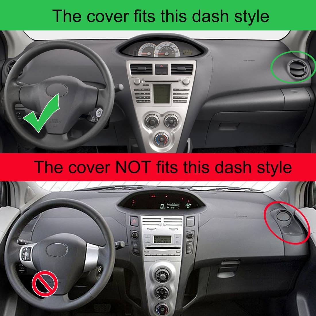 Dash Cover Mat Custom Fit for Toyota Yaris Dashboard Pad Cap Carpet Protector K347A (Dark Gray)