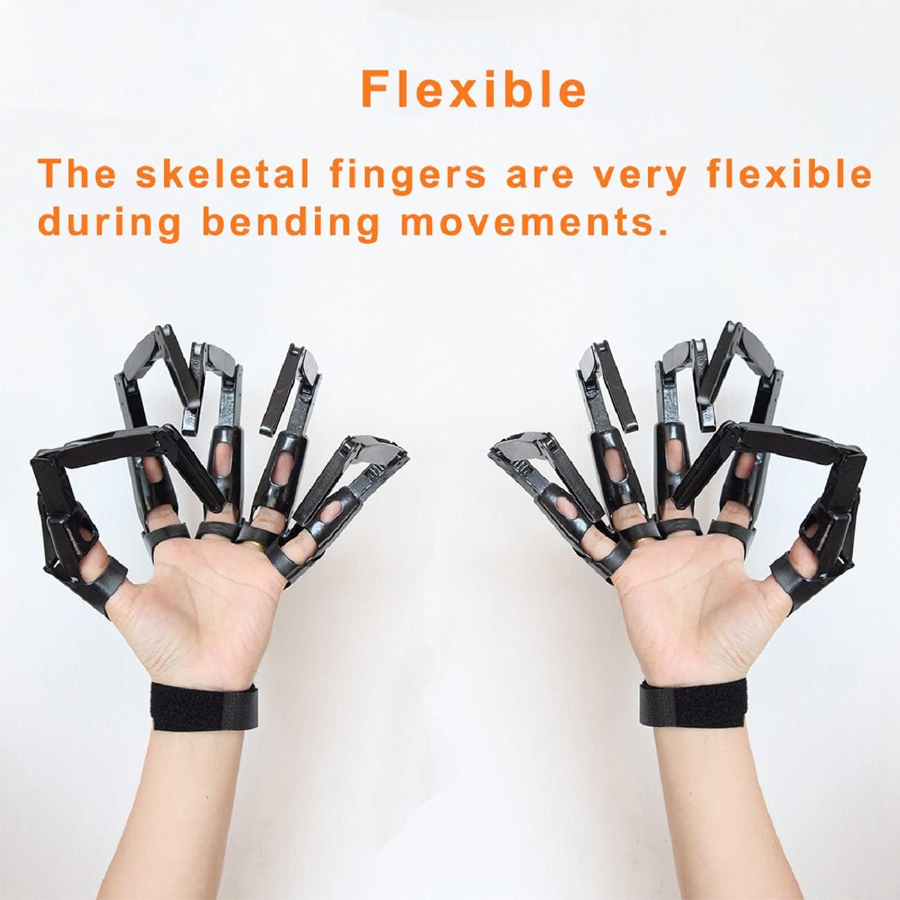 Halloween Gloves Wearable Skull Fingers Articulated Finger Extensions A Pair of Halloween Devil Claws Cosplay Ghost Hands Fit for All Finger Fake Fingers Can Be Flexibly Bent (Bone color)