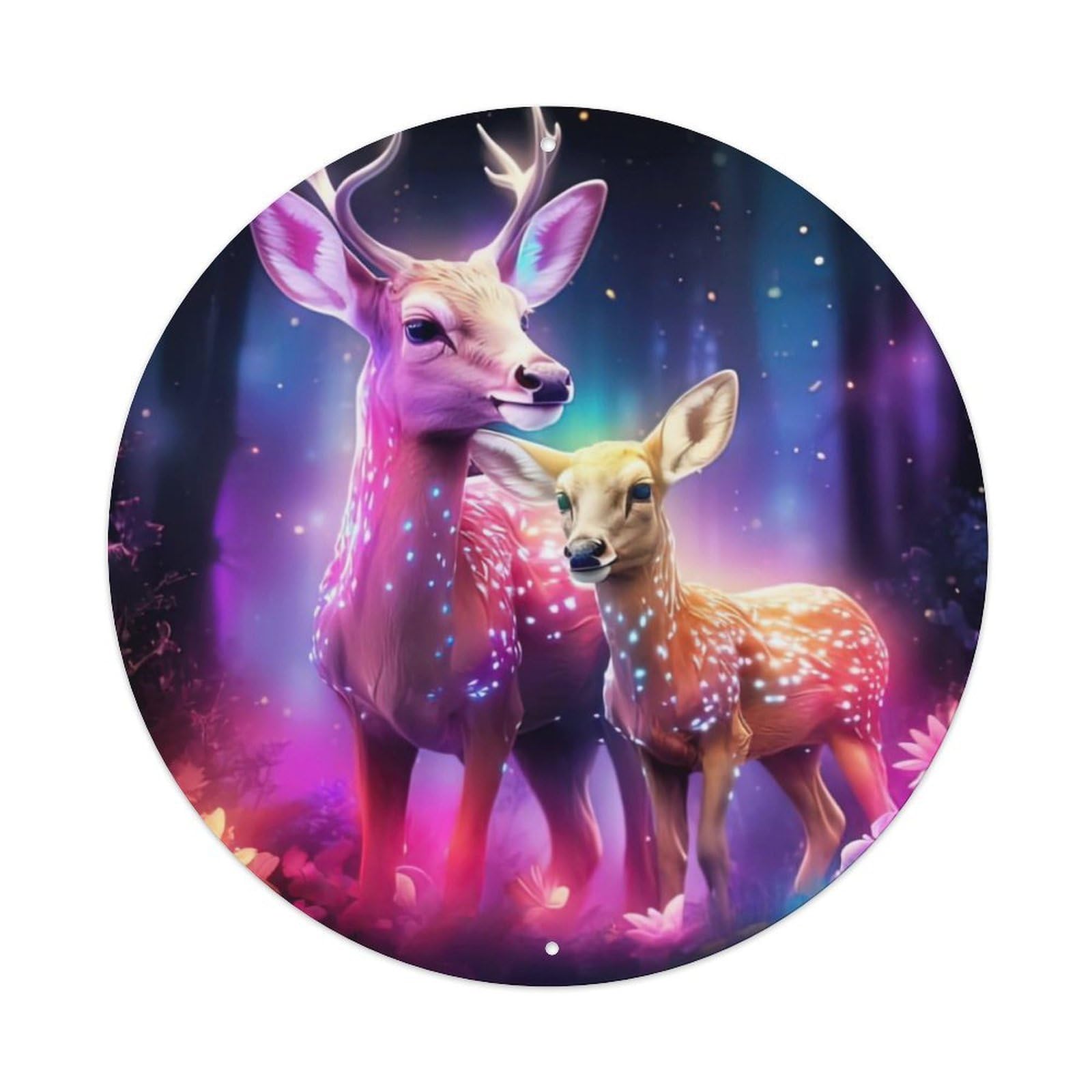 Animal Artwork Two Sika Deer Vintage Metal Tin Sign Plaque Wall Decor for Cafe, Club Bar, Office, Garden Metal Poster 8x8Inch