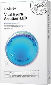 Dr. Jart+ Dermask, Vital, Hydra Solution, Pro, 1 x 5 Bags, Moisturizing, Drying, Glossy, Hali, Hyaluronic Acid, Sheet Mask, Korean Cosmetics, Derma Cosmetics, Official