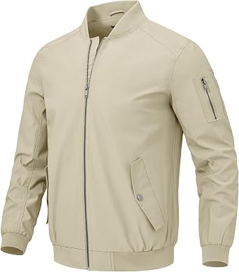 BGOWATU Mens Bomber Jacket Lightweight Windbreaker Jacket for Men Casual Fall Coat