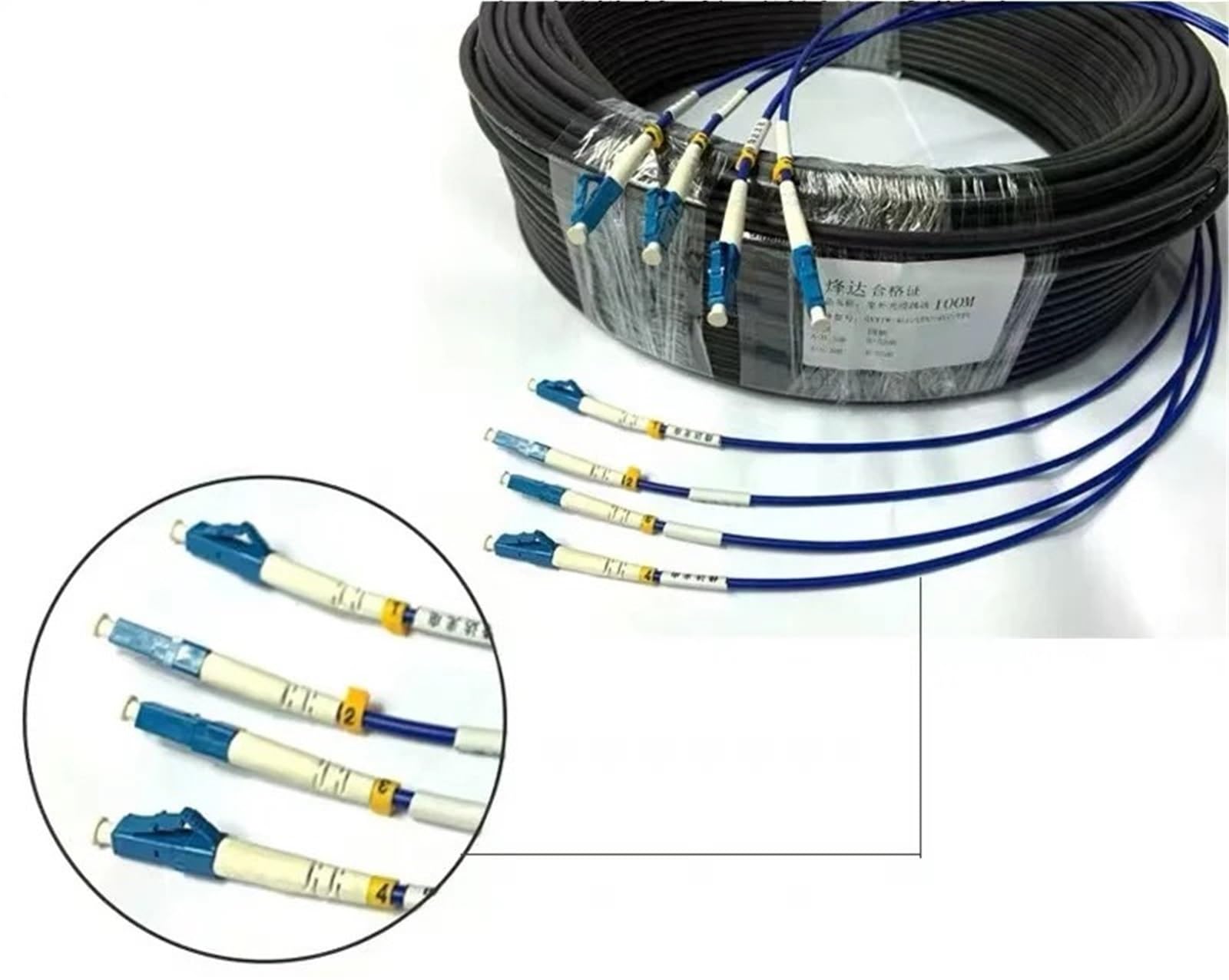 Câble de raccordement à fibre optique 100 m 2/4/6/8/12 conducteurs monomode multimode (12 conducteurs SC-SC OM2)