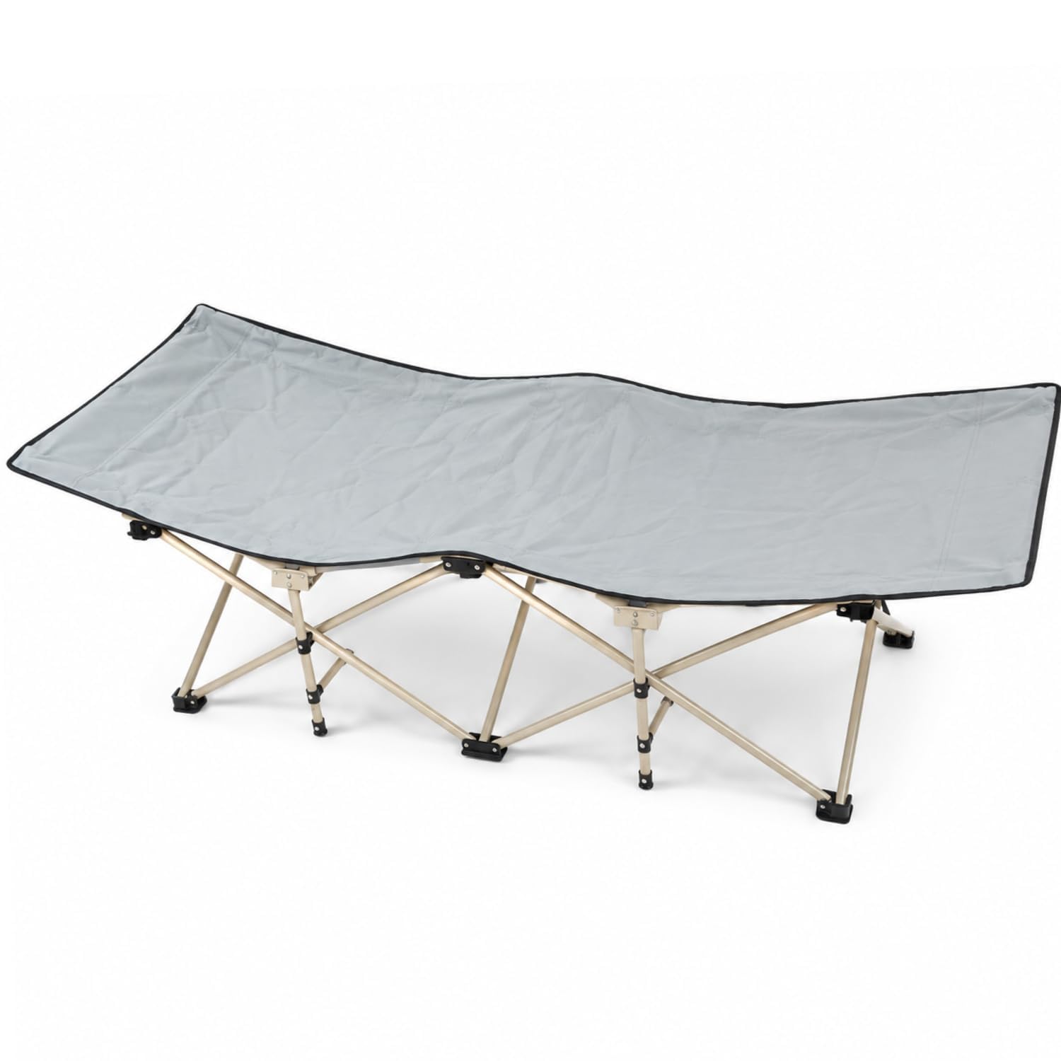 Crega Portable Folding Camping Cot Bed | Adults Foldable Sleeping Bed with Oxford Fabric Steel Frame Compact Travel Cot for Outdoor Camping Picnic Trekking Grey-image-47