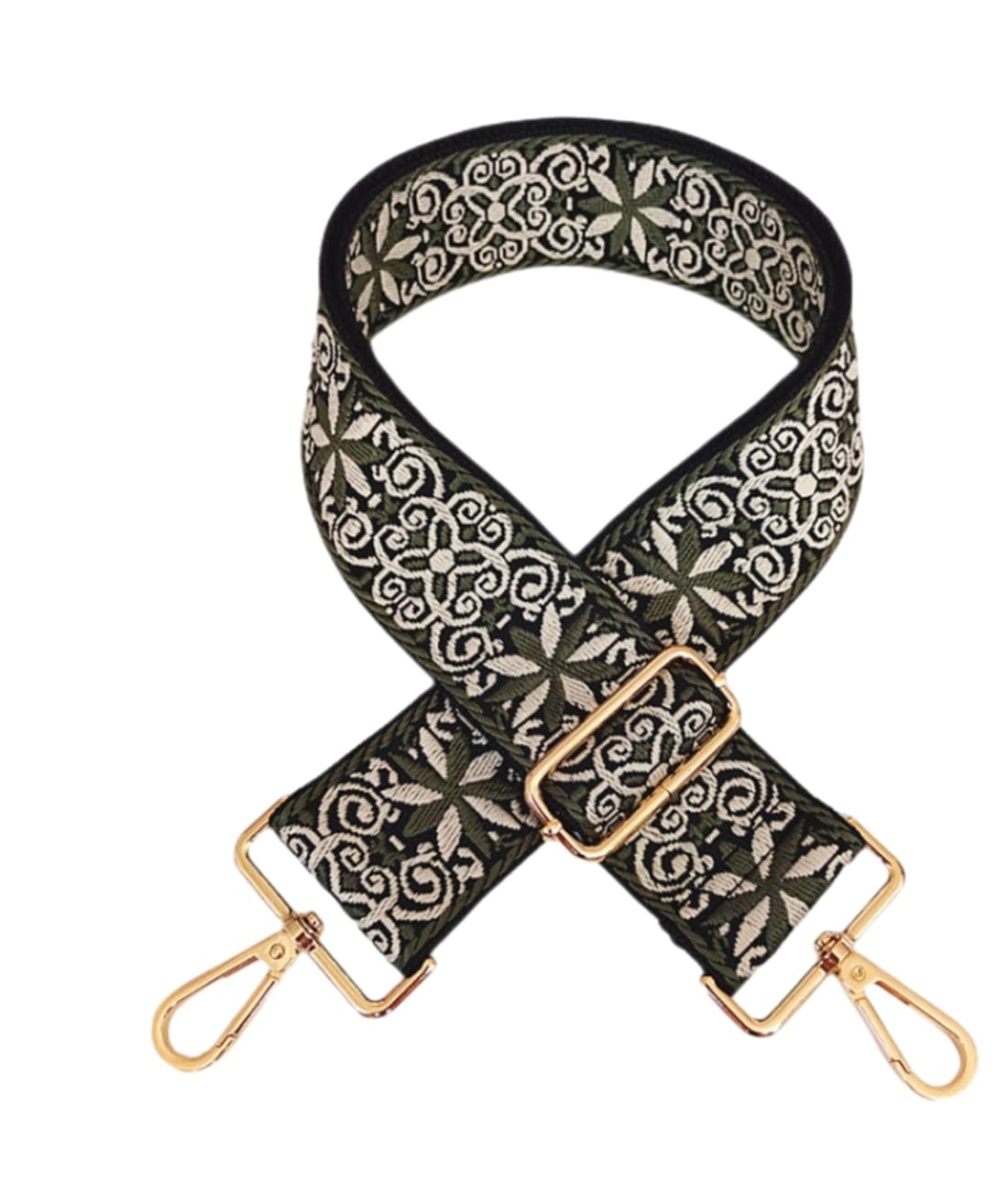 Purse Strap Star Flower Pattern Trendy Bag Strap Replacement Adjustable Jacquard Belt for Purse Crossbody Guitar CameraBags (Grey+Olive)