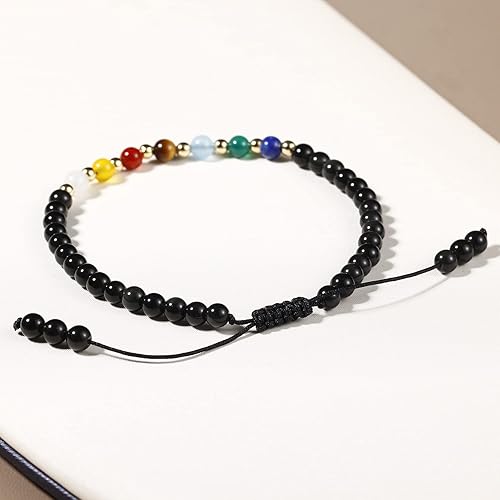 Miniatura 7 de Jewever Pulseras de 7 chakras para mujer, piedra real, cuerda de la suerte, pulsera de cuentas de cristal, cristales y piedras curativas, joyería,