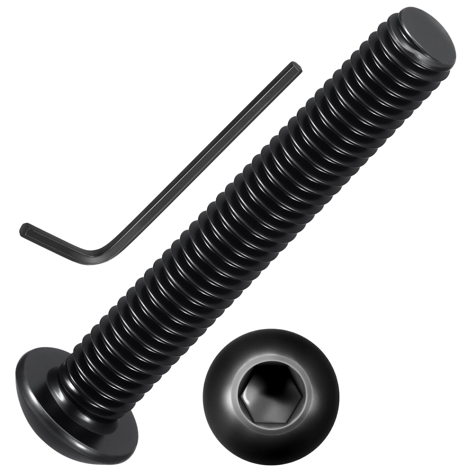 Kozelo 50pcs Button Head Socket Cap Screws - [M5-0.8x35mm] Zinc-Nickel Coated Good for Automotive, Marine & Outdoor Use Road Bicycle, Mountain Bike, Motorcycle - Alloy Steel - Black