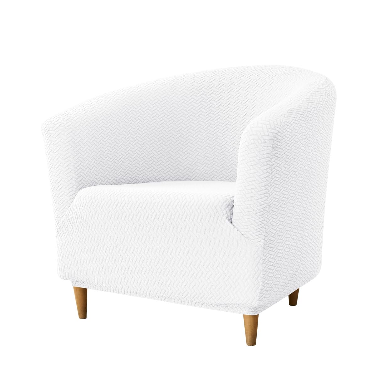 Hearda Chair Covers 1 Piece, T-type Jacquard Polyester Tub Chair Cover, Stretch Tub Chair Slipcover, Soft Washable Elastic Tub Chair Armchair Cover Club Chair Cover (White)