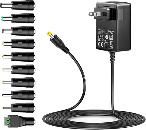 Adaptador de CA universal 9V 2A Centro de fuente de alimentación positivo DC 9 voltios 1.8A 1.5A 1A 0.8A 0.8A 0.5A 450mA Cable de alimentación