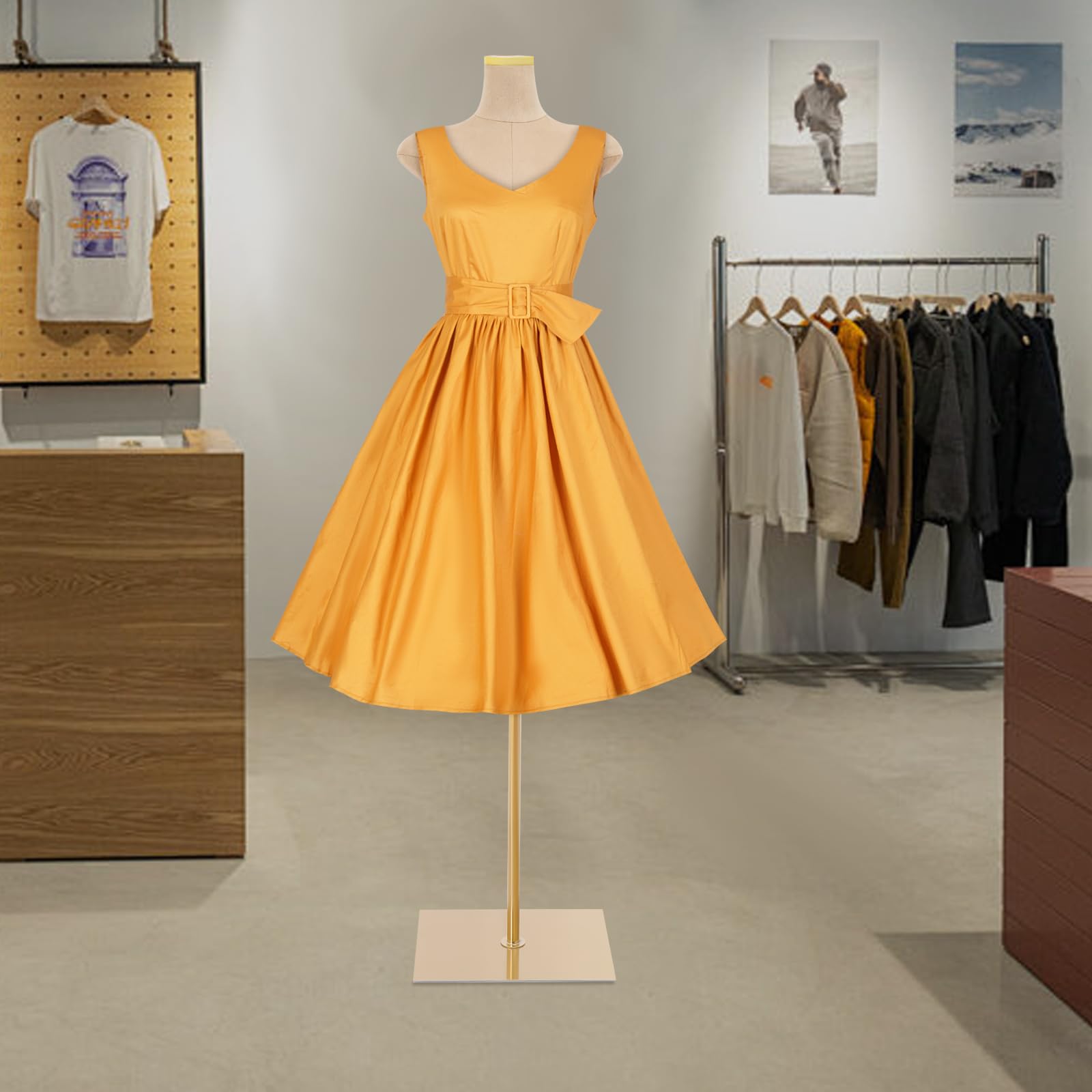 Schneiderpuppe Schaufensterpuppe Kleiderpuppe Mannequin Mannequin Body Schneiderpuppen Weiblich Hüfte Höhenverstellbar 150 bis 210 cm Für Boutique Schaufenster (Gold, U)