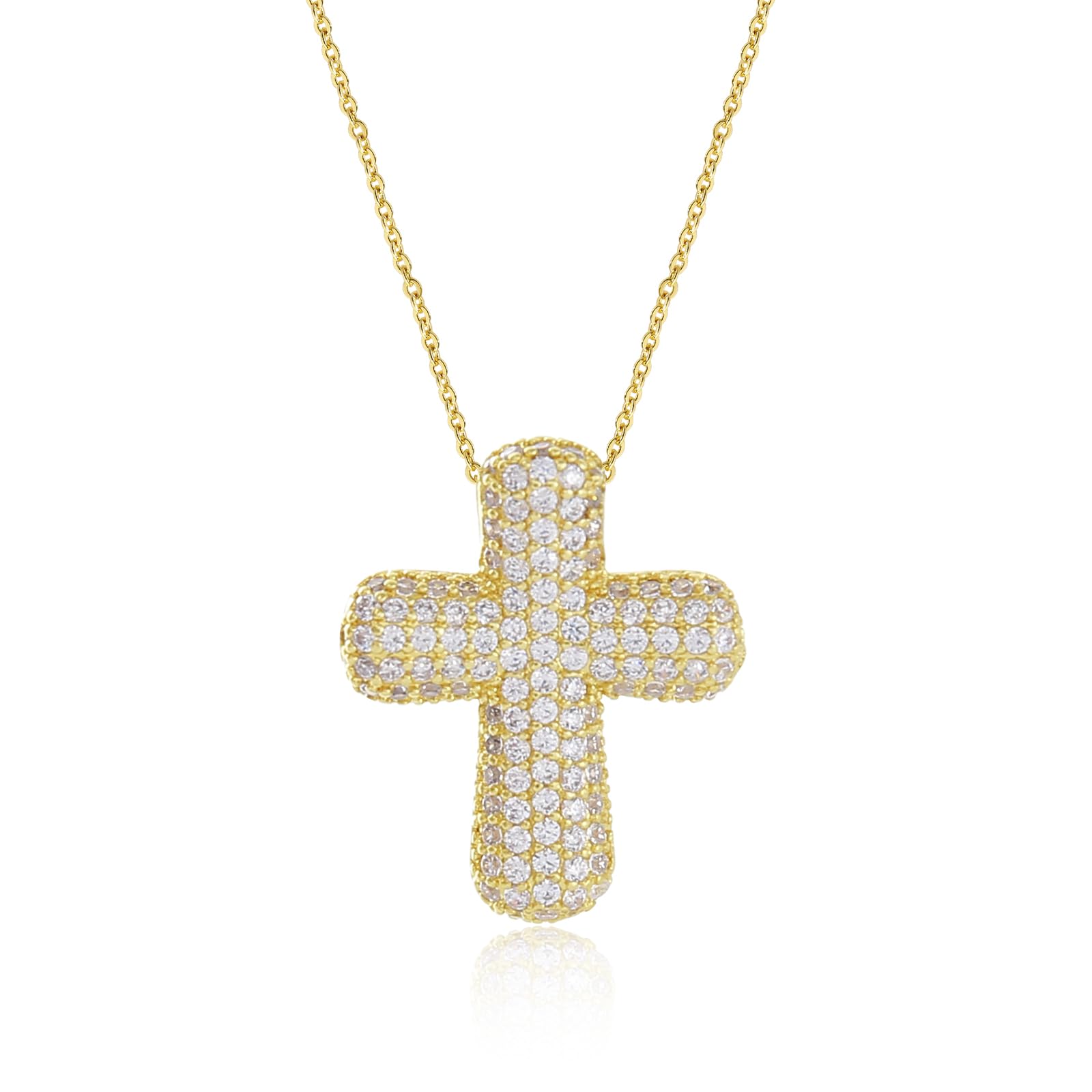 Z ZACHÉ Gold Plated Cross Necklace for Women 14K Cubic Zirconia Cute Simple Cross Necklace Religious Christian Gifts