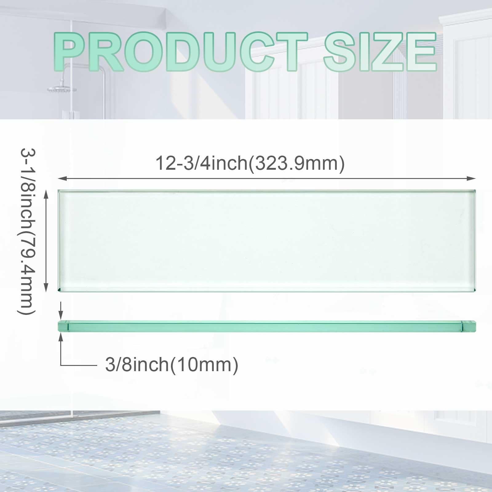 AceOrbit Glasduschregal für Duschnische, bruchfest, einfache Installation, klare Glasstützplatte für DIY-Aufbewahrung, Dekoration, 8 x 31 cm, 2 Stück