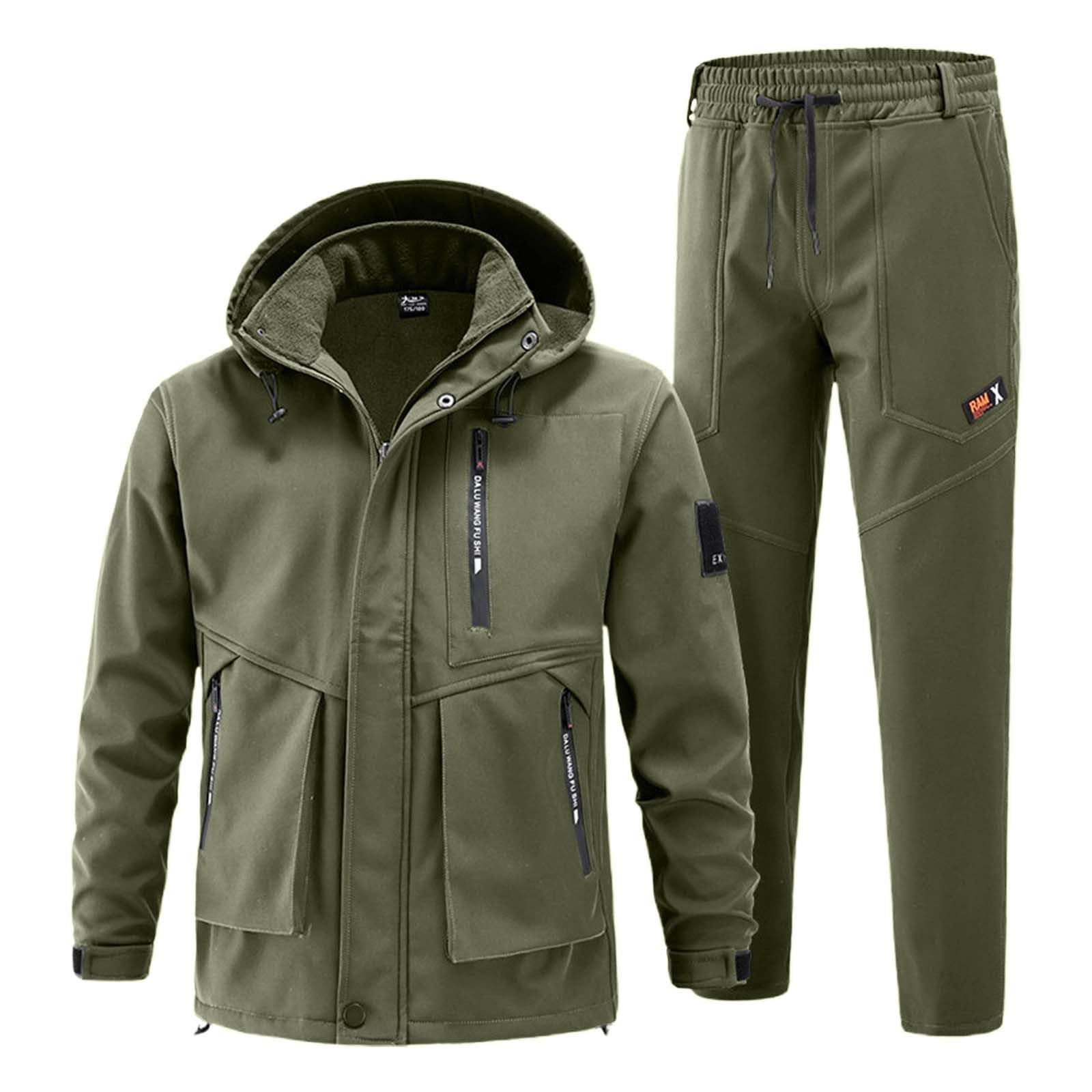 Traje de lluvia para moto para hombre, 2 piezas, traje de lluvia táctico, chaqueta de entretiempo, combate, chaqueta táctica, pantalones cargo cálidos, juego de uniforme militar, ropa de caza