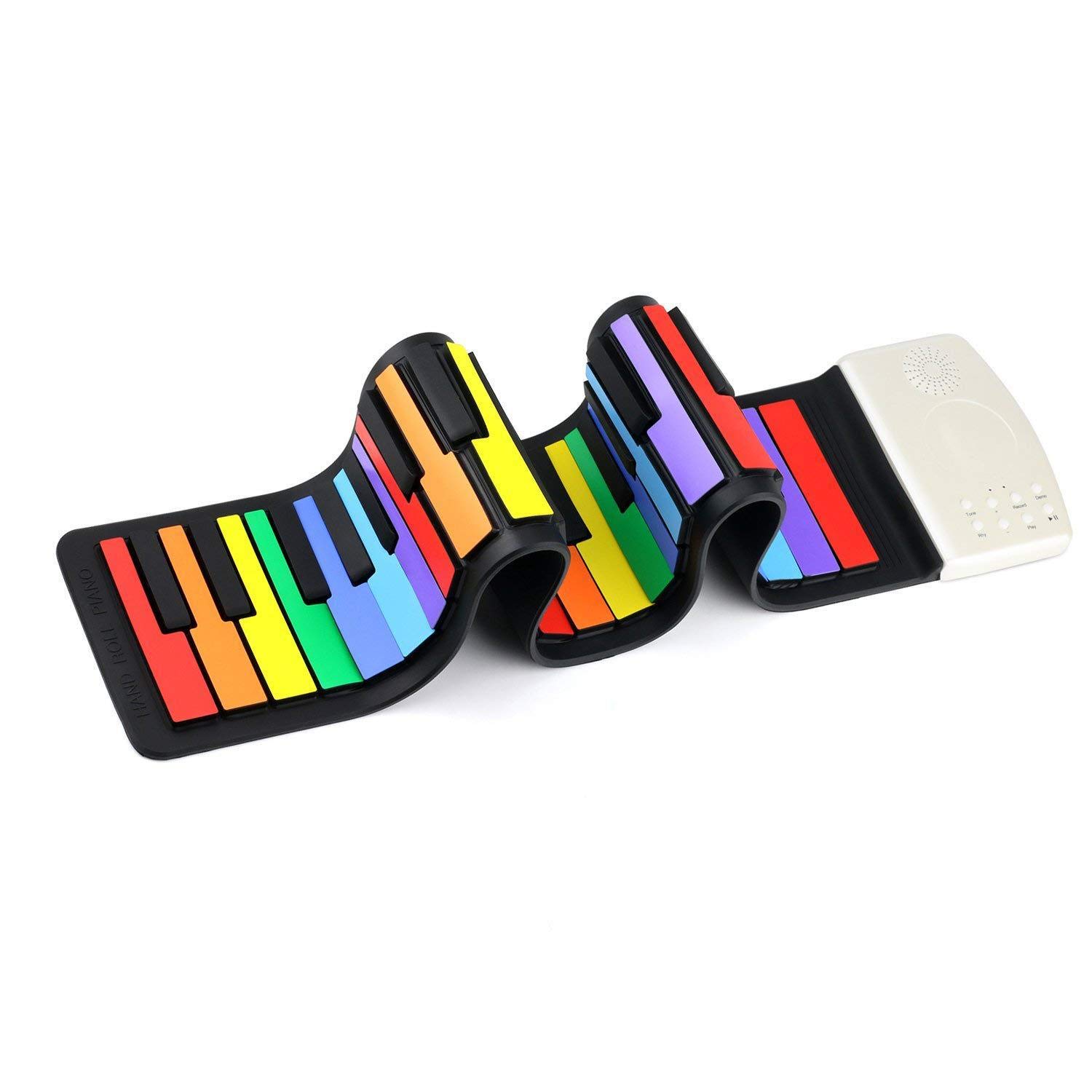 Children's Portable Early Education Toy Musical Instrument Portable Electronic Organ 49-Key Rainbow roll up Piano,Great Gift,Awesome Gift (Color)