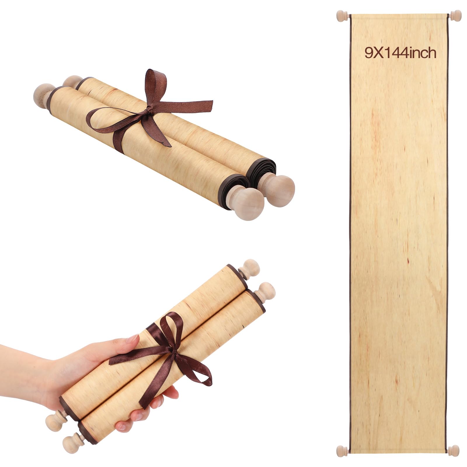 Epakh Blank Scroll Paper 9 x 144 Inches Long Scroll Paper Vintage Wrapped on Wood Rod for Wedding Vows, Writing, Drawing, Calligraphy, Invitation, Renaissance Festivals โ image 1