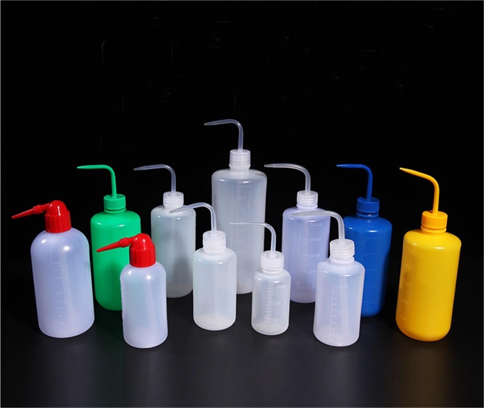 Todo Tipo de Botella de Lavado de plástico LDPE, Botella de Lavado de plástico Coloreado, Equipo de Laboratorio(250mL Red Cap 10 pcs) | 250mL Red cap 10 pcs