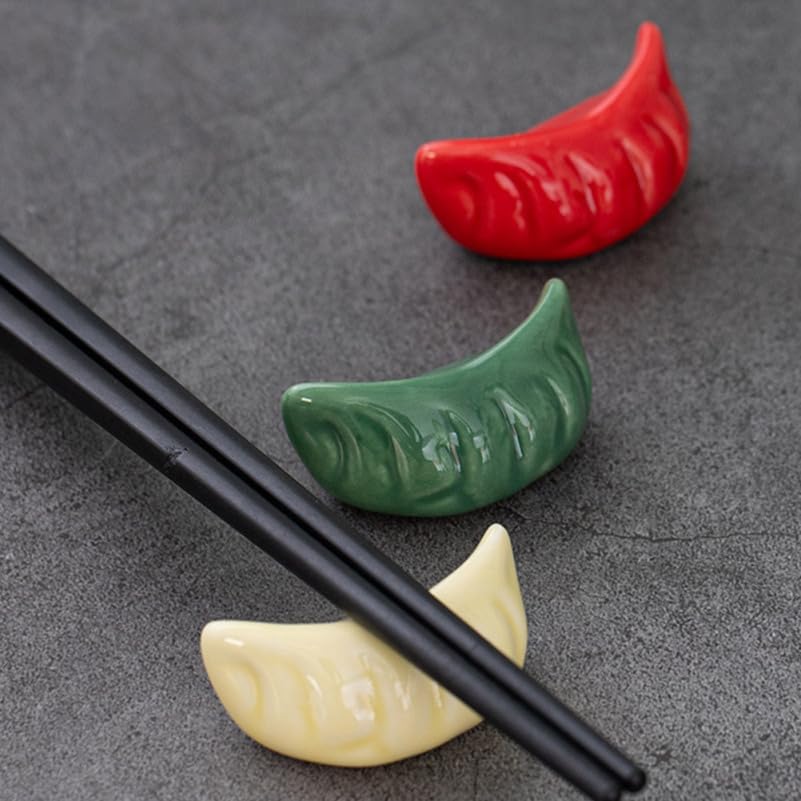 Zerodeko 5pcs Ceramic Chopstick Rests Dumpling Shaped Chopstick Stand for Spoon Fork and Knife Cute Table Decor for Home Restaurant and Housewarming Gift image 4