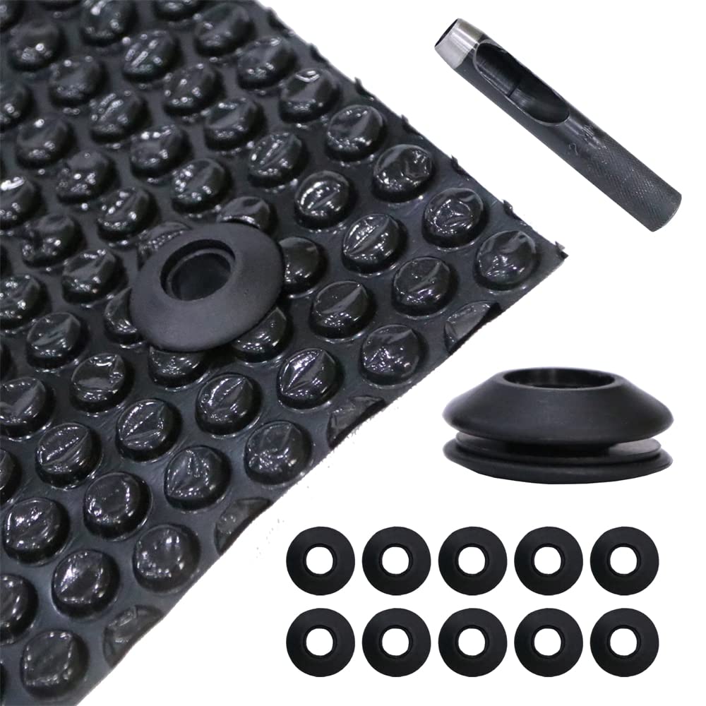 Melko Lot de 10 œillets noirs avec poinçon pour film solaire de piscine - Œillets en plastique - 28 x 28 x 12 mm - Inoxydable - Pour film de piscine