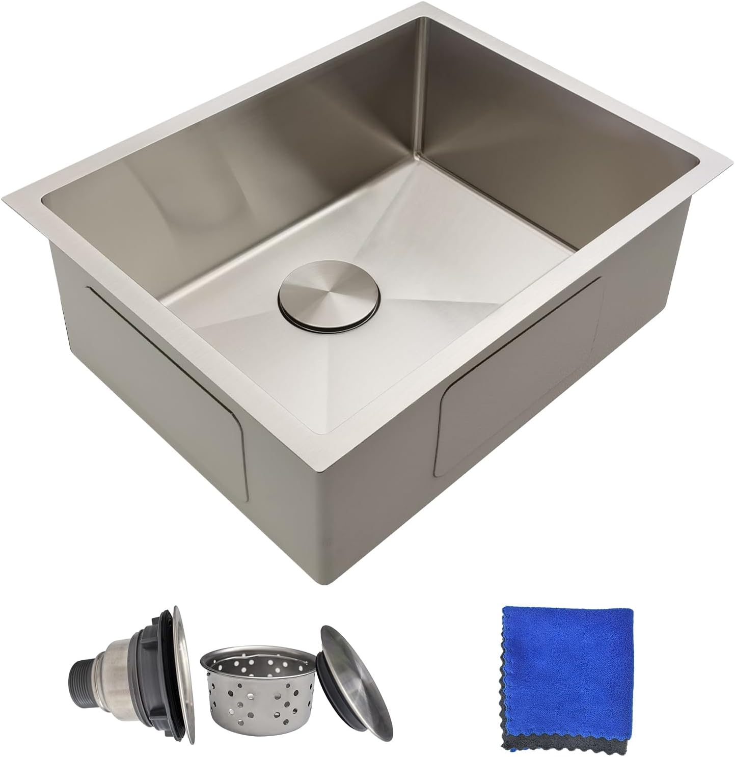 23 Inch Undermount Kitchen Sink - Delironexu 18 Gauge Stainless Steel Kitchen Sink, 23"x18" Single Bowl kitchen Sinks with Brushed Finish, Ideal for Bar Sinks, and RV sink