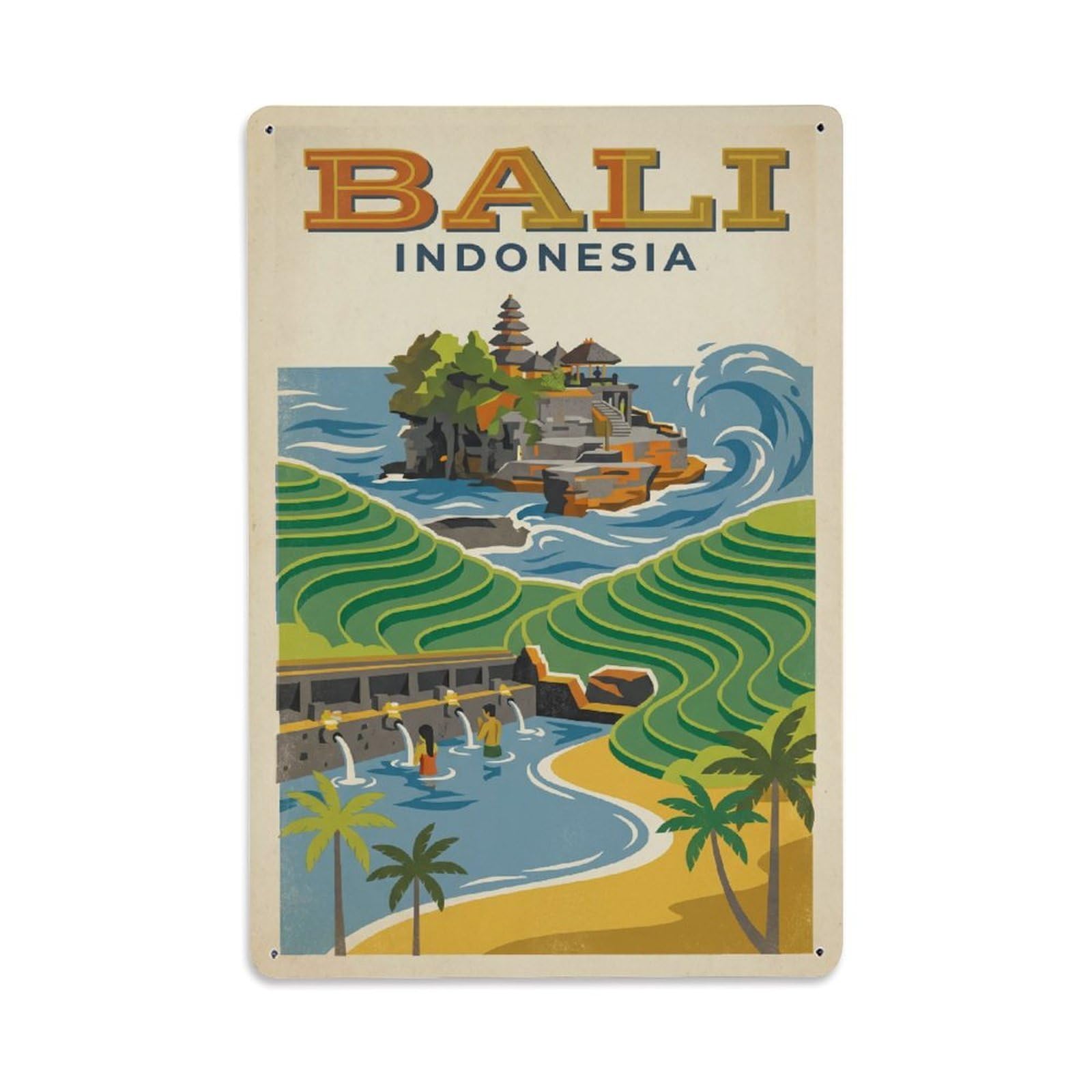 Metal Tin Sign Travel Retro Indonesia Bali