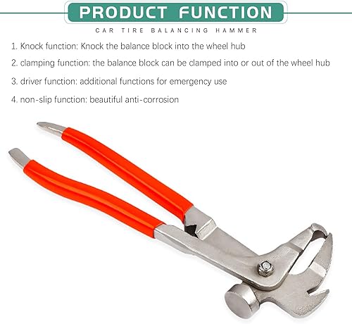 Miniatura 4 de Crynod 1 pieza de alicates de equilibrio de peso para rueda de automóvil, herramienta de martillo de reparación de ruedas de metal resistente al
