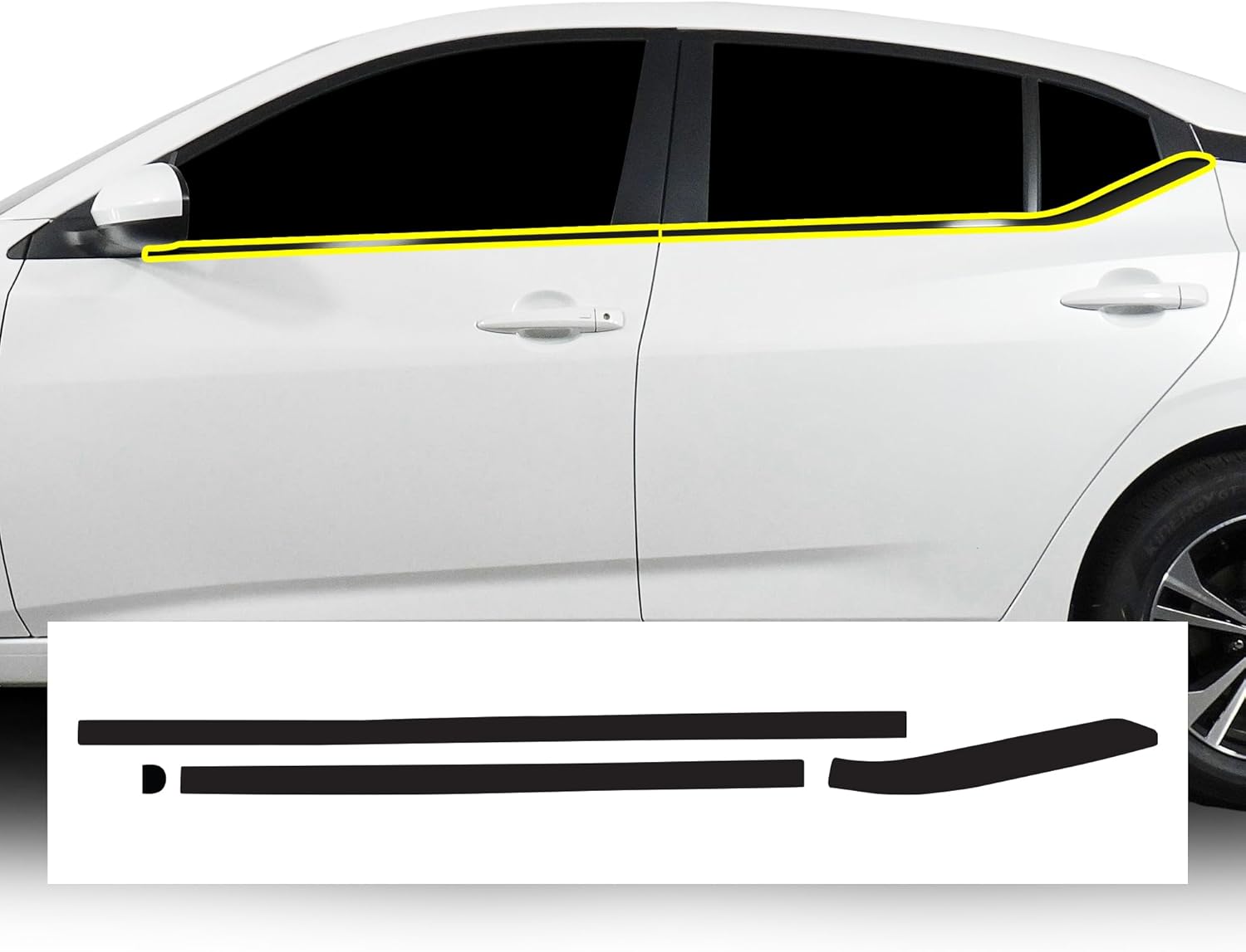 BOGAR TECH DESIGNS for Nissan Sentra 2020-2025 Side Window Chrome Delete – Precut Vinyl Trim Overlay, Gloss Black Blackout Appearance