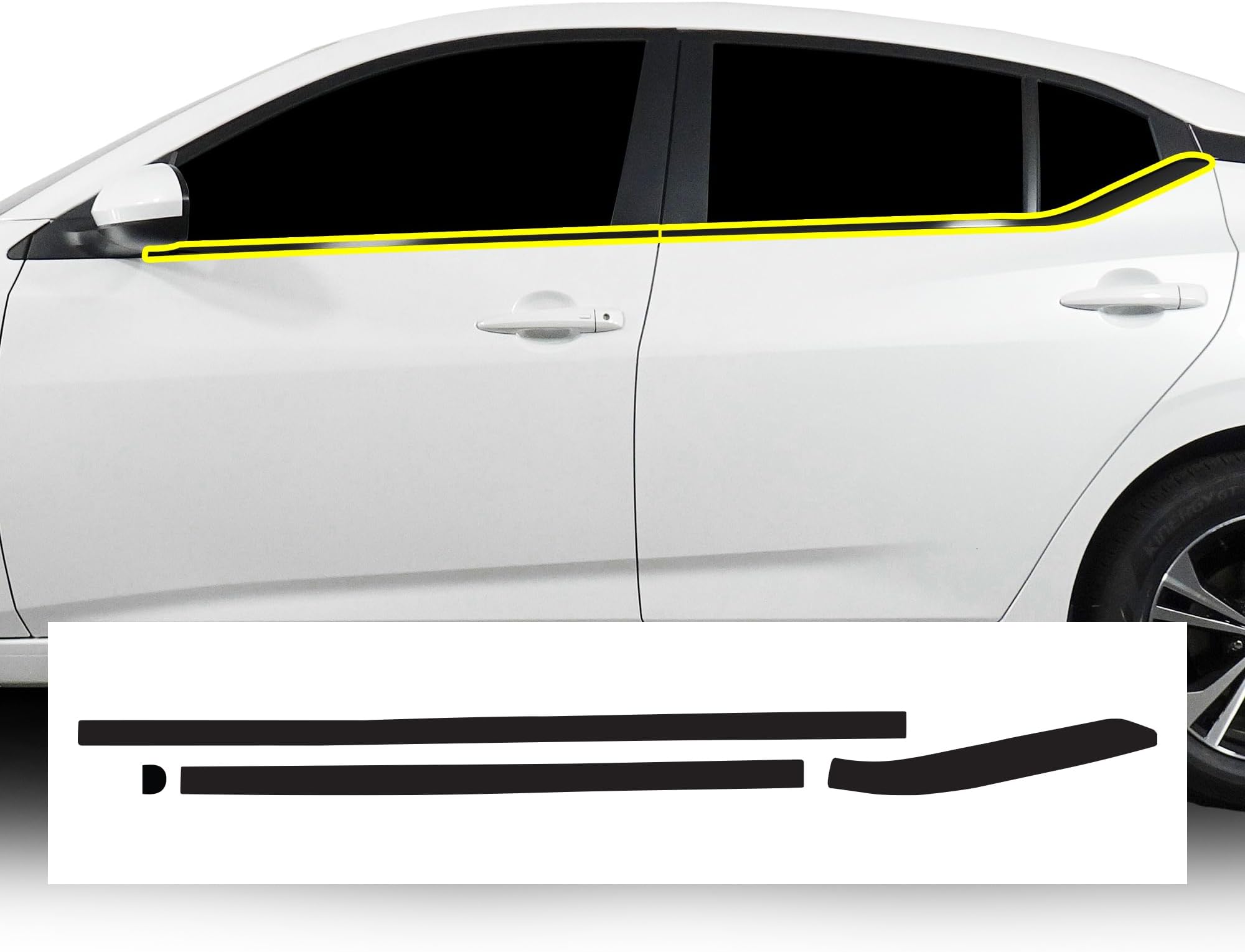 for Nissan Sentra 2020-2025 Side Window Chrome Delete – Precut Vinyl Trim Overlay, Gloss Black Blackout Appearance