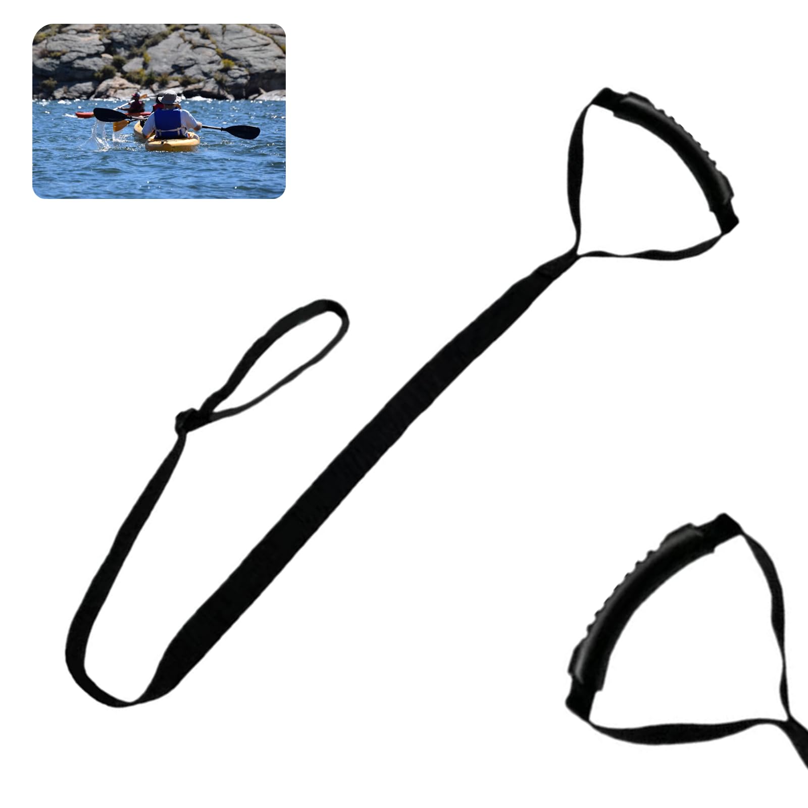 GHYJHS Kayak Carry Handles, Adjustable Kayak Stand up Assist Strap kayak Handle Straps Dragging Accessories Strong Handle Pull Strap Multi Purpose Pulling Cord for Kayaker, 33-55 inch