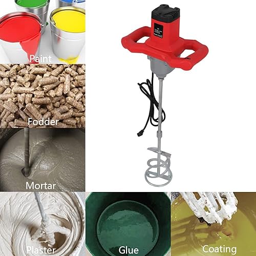 Miniatura 2 de Mezclador de cemento eléctrico de mano, mezcladores de mortero portátiles de 2100 W con ajuste de 6 velocidades, mezclador de pintura de hormigón de