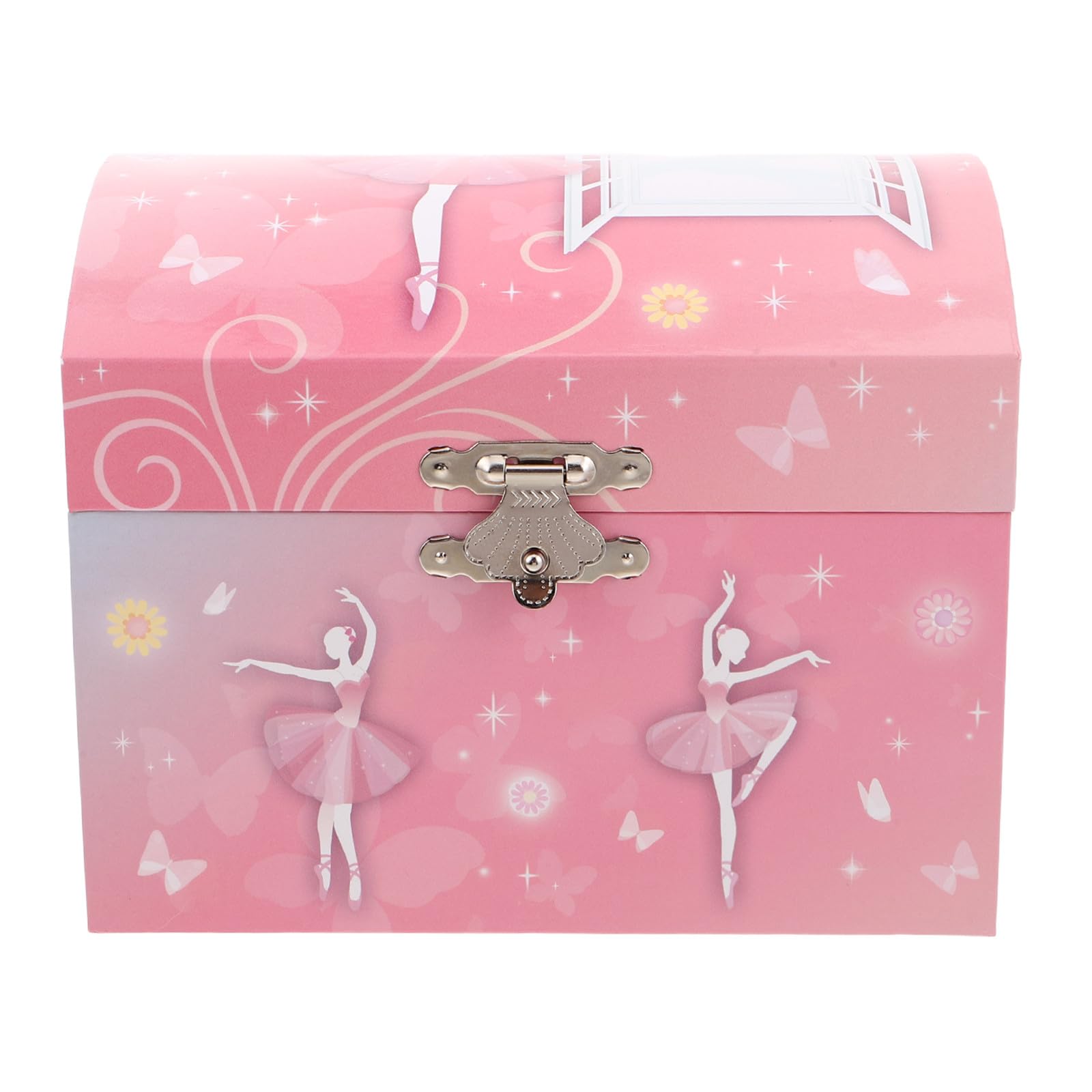 Mikikit Joyero Musical de Bailarina Rosa con Espejo y Compartimentos, Caja de Música Infantil para Guardar Joyas, Obsequio Adecuado para Cumpleaños y Navidad