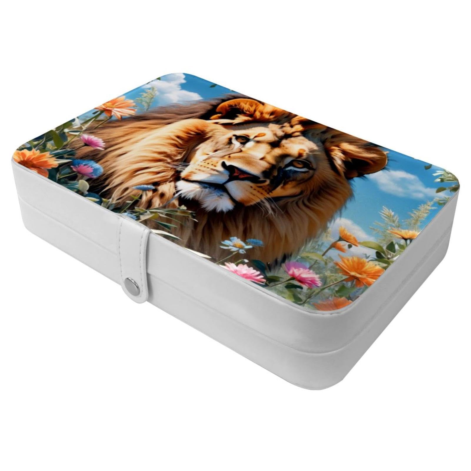 Boîte à bijoux cadeau demoiselle d'honneur avec fleurs et lion