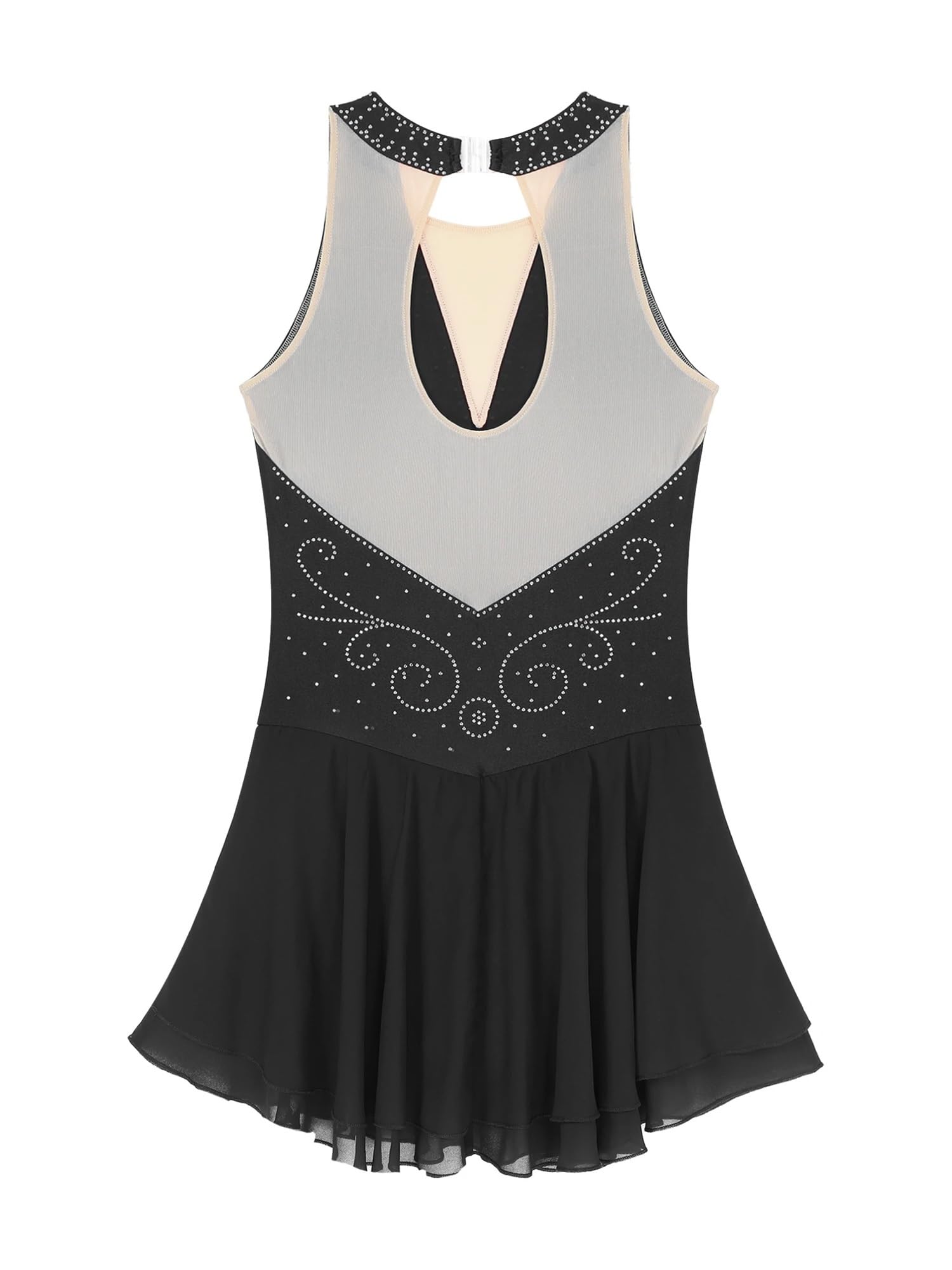 Vestido de Patinaje Artístico Vestido de danza lírica for mujer adulta, sin mangas, moderno, contemporáneo, cuello halter, for patinaje artístico, ballet, danza escénica