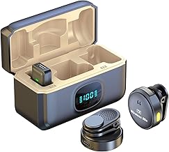 VRJTEC Q8 Wireless Lavalier Microphone with Magnetic Clip & Display Screen | Noise Reduction Mic for Clear Sound Pickup | Ideal for YouTube, Interviews, Vlogging, Video Recording - (Black)