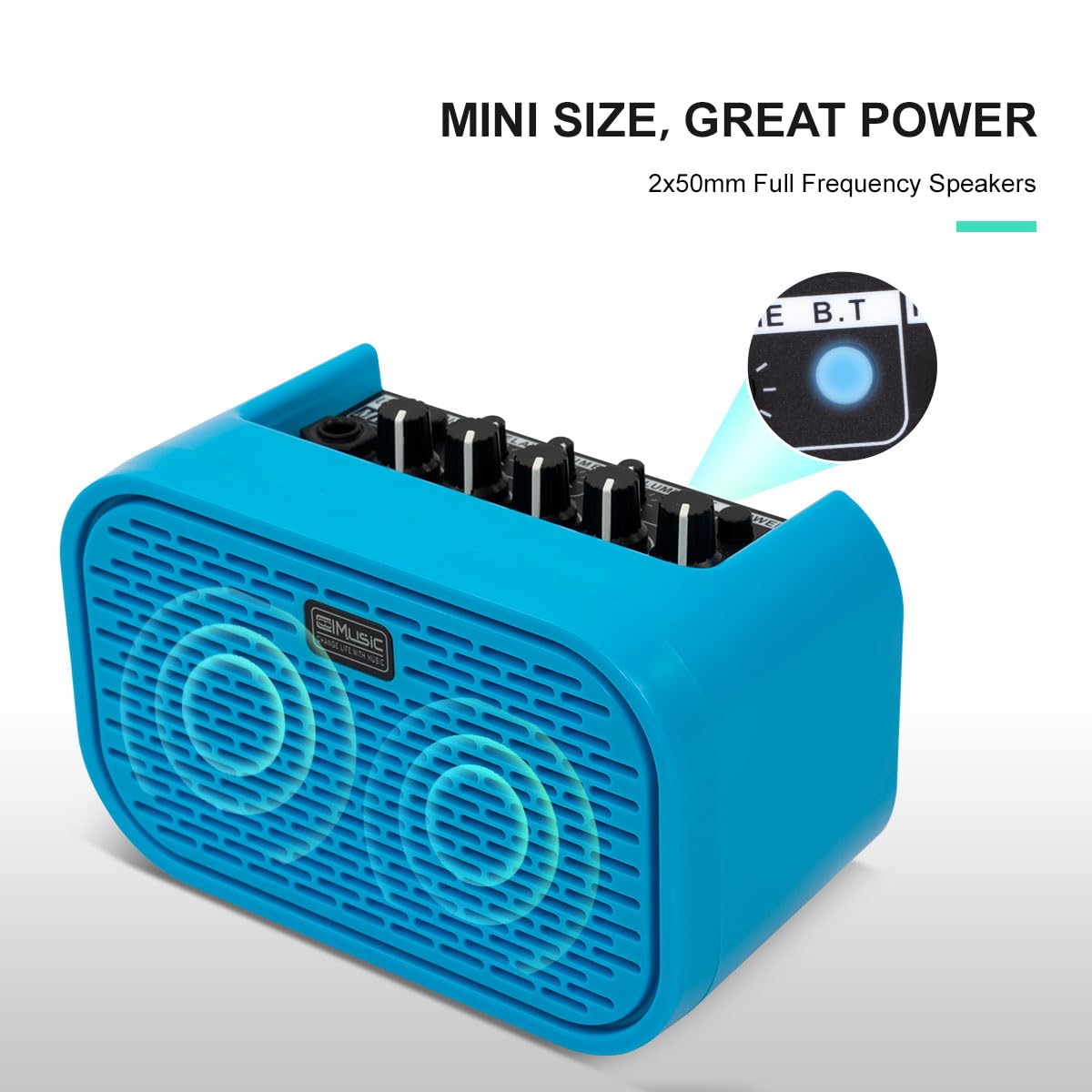 Mini Amplificatore per Chitarra Elettrica 10W Wireless Ricaricabile con Effetti di Ritardo/Distorsione, Bluetooth 5.0 per Esercizio