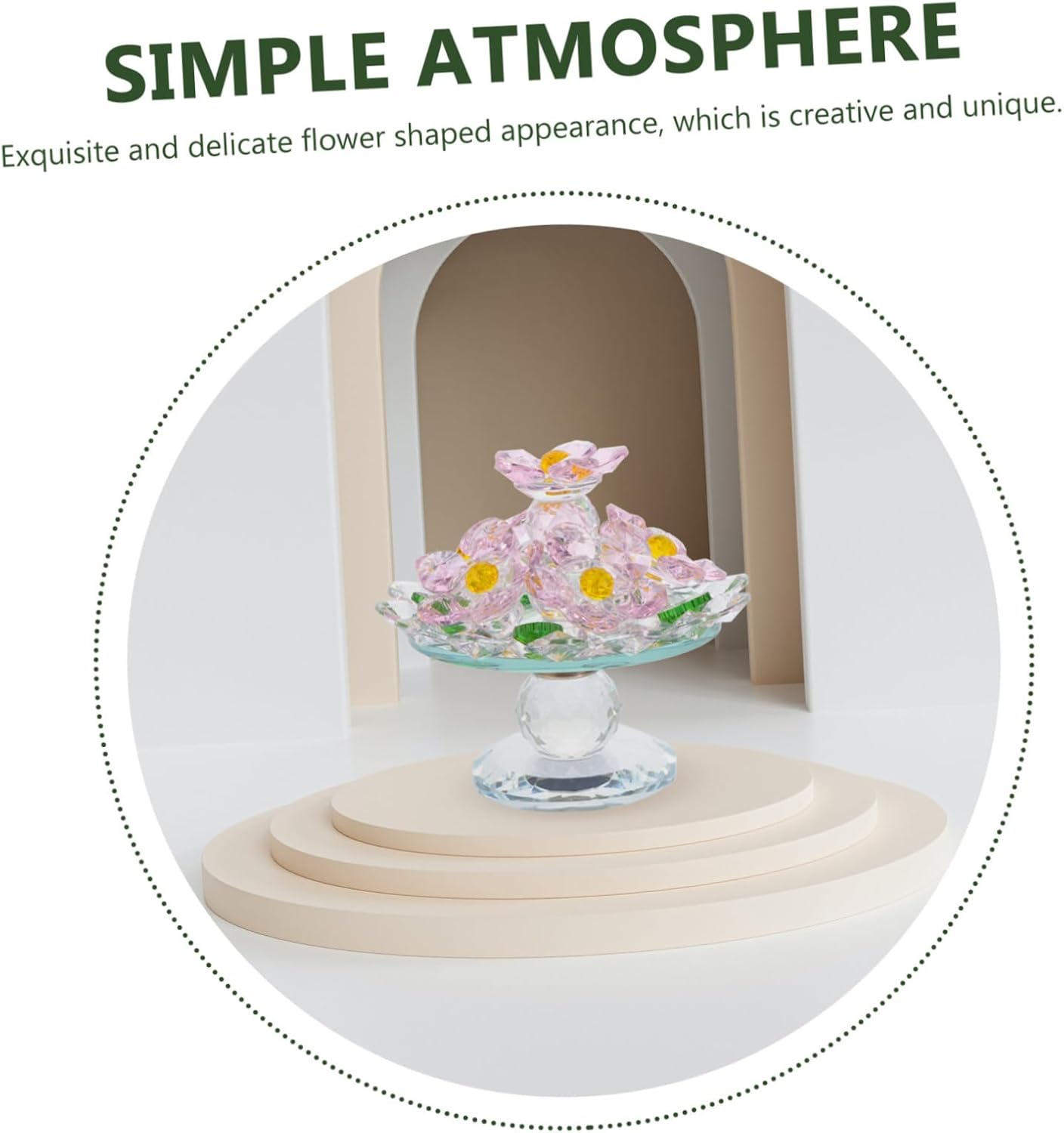 Cabilock Delicate Chic Crystal Flower Pot Elegant Desktop Adornment for Home Office Decor Unique Crystal Craft Decoration Friends Stylish Design for Landscape Display