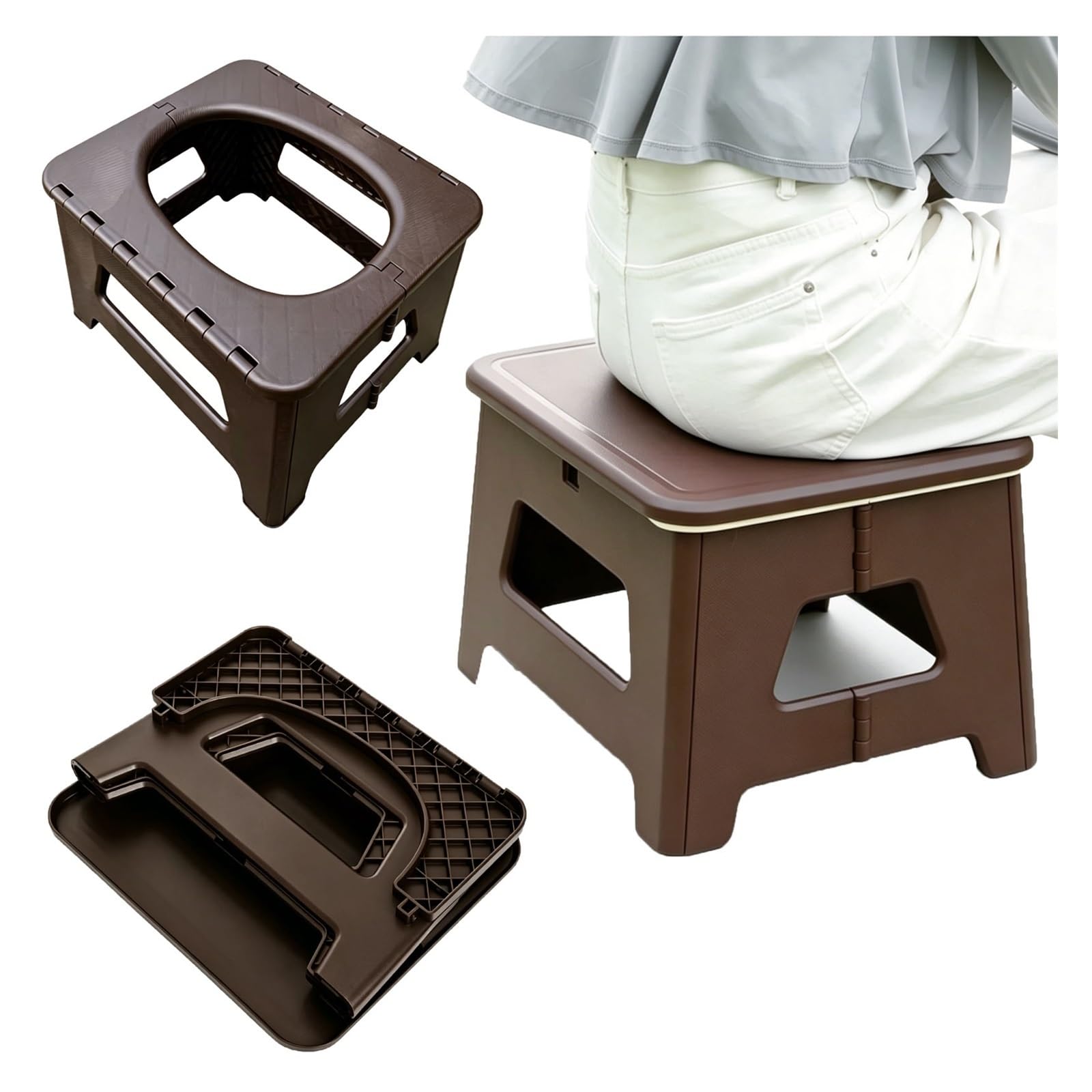 camping toiletten Faltbarer Toilettenhocker Für Erwachsene Mit Tragetasche, Tragbarer Toilettenhocker Für Campingausflüge Und Outdoor-Aktivitäten(Brown,L)