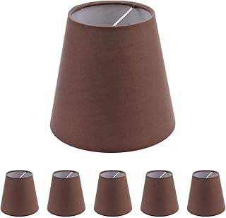 6Pcs Handmade Chandelier Shades,Linen Clip On Lamp Shades,Small Lamp Shades for Chandelier Lampshade,Coffee Brown