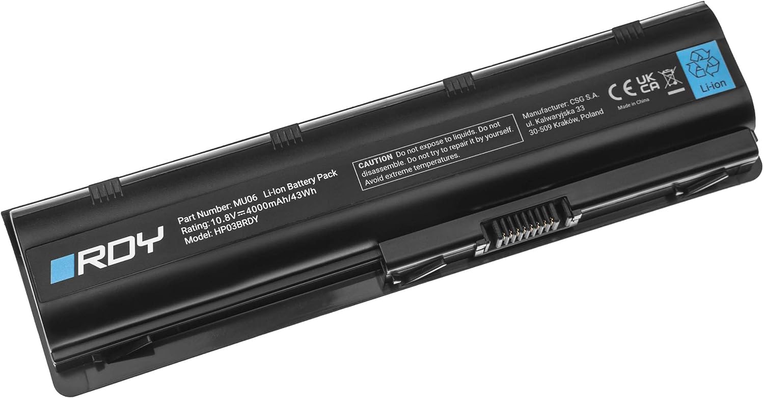RDY Batterie MU06 593553-001 593554-001 Pour HP 240 245 250 255 430 450 635 650 655 2000 Pavilion G6 G7 Compaq Presario CQ56 CQ57 - 4000 MAh 10.8V