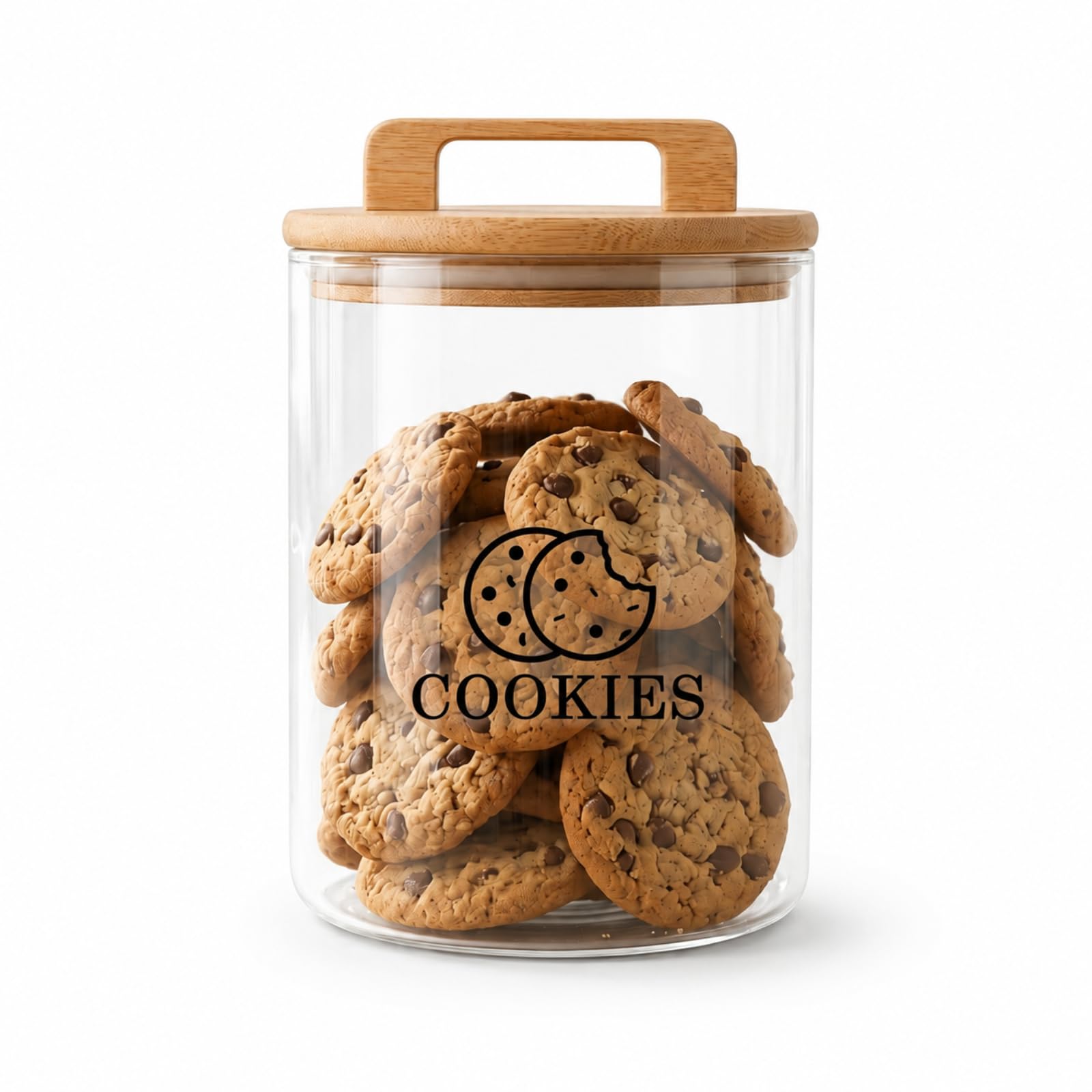 Punorric Biscuit Tin 3L Borosilicate Glass Biscuit Barrel, Cookie Jar with Airtight Lid and Handle, Clear Cookie Tin Biscuit Container for Kitchen Countertop, Pantry and Coffee Station