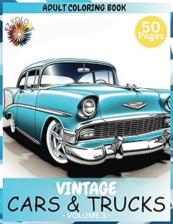 Vintage Cars & Trucks Adult Coloring Book: Rekindle the Spirit of Classic Cars, American Muscle, Classic Trucks, and Hot Rods. Color Your Way through ... for Vintage Car lovers. Great Gift Idea