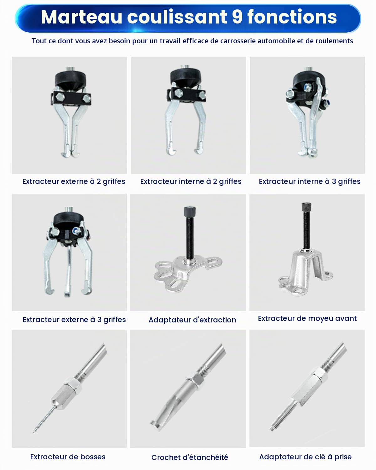 ATPEAM Kit d'Extracteur de Moyeu de Roue 19 Pièces avec Marteau à Glissement et Haute Masse, Outil Universel pour Démontage de Moyeu