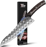 Vista 11 de Nakiri - Cuchillo de chef de 7.2 pulgadas, cuchillo de cocina de verduras de estilo japonés, afilado para corte de precisión, patrón de damasco