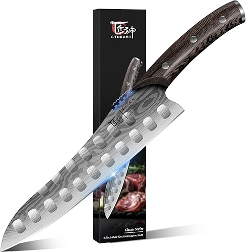 Miniatura 9 de Cuchillo de chef con extractor de hierbas, cuchillo de cocina asiático de 17,8 cm, 3 en 1 combinado con cuchillo de chef, santoku, nakiri para